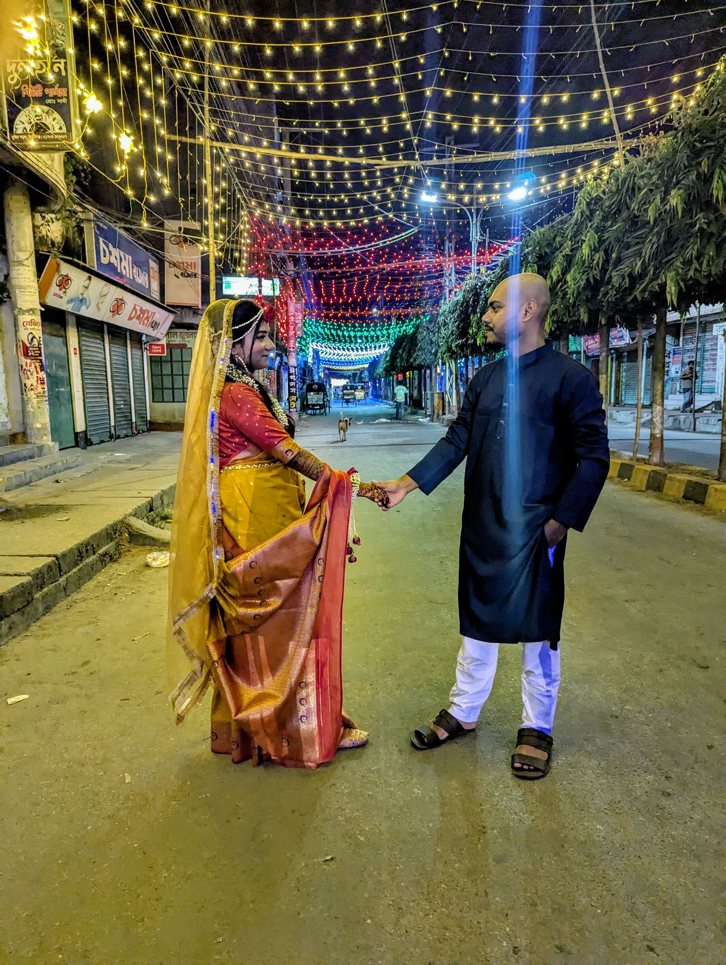 Our wedding night beneath the fairy lights